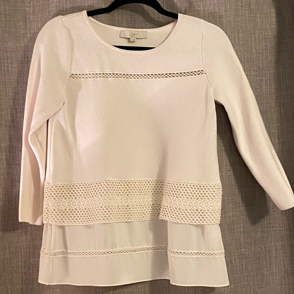 Loft layered look blouse with 3/4 length sleeves